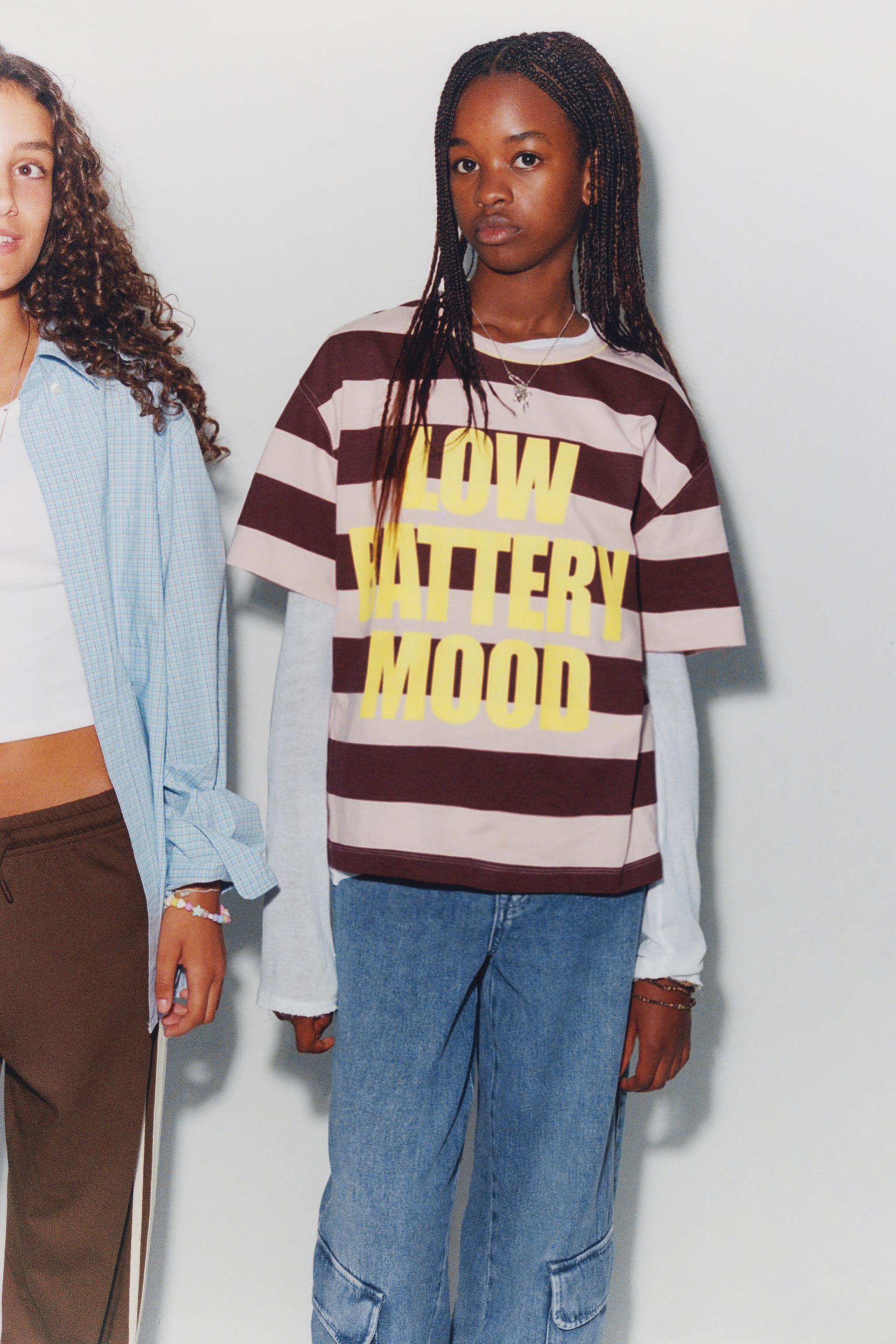 STRIPED TEXT PRINT T-SHIRT
